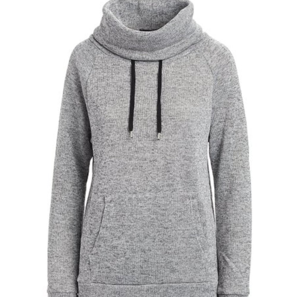 Derek Heart Grey Pullover Sweater with Cowl Neck